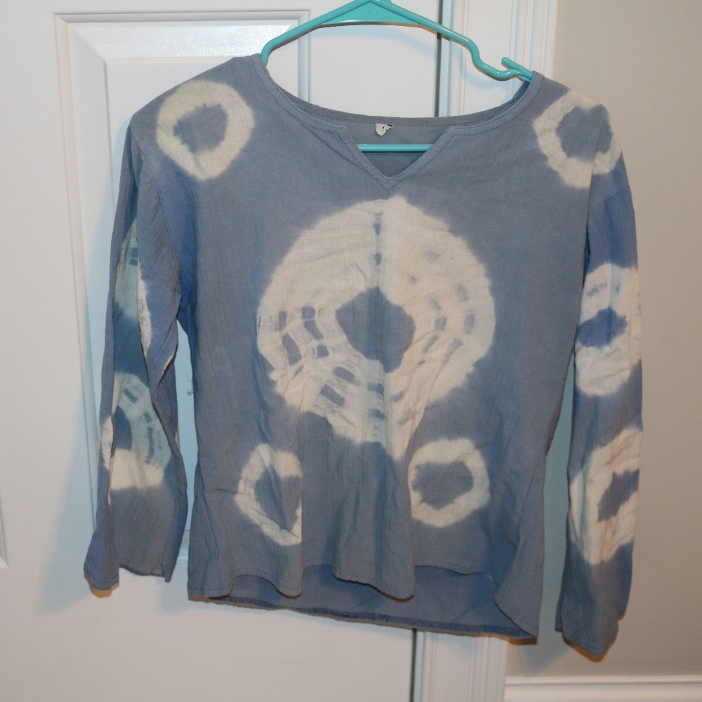 Hippy Baby Blue & White Tie Dye Blouse